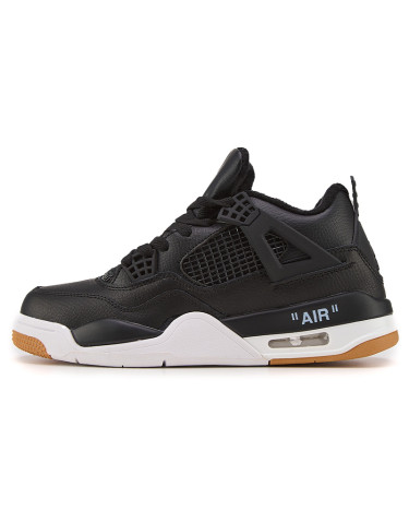 Jordan 4 Black White Gum With FUR