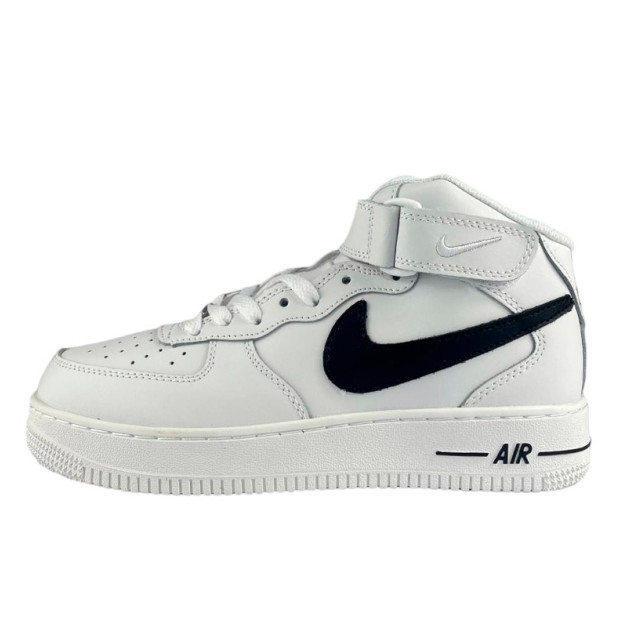 Nike Air Force 1 High White Black Logo Winter Fur