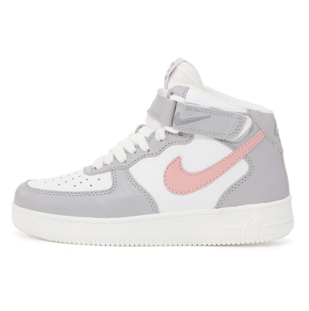 Nike Air Force 1 High Grey Pink Winter С МЕХОМ