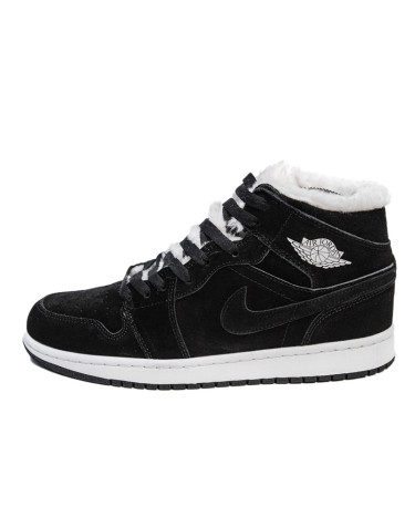Jordan 1 Retro Mid Black White Winter Fur