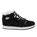 Jordan 1 Retro Mid Black White Winter З ХУТРОМ