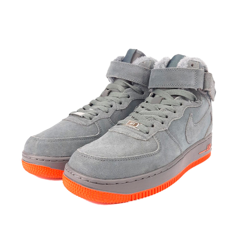 Nike Air Force 1 High Grey Red Suede Winter